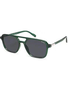 SOJOS Women Aviator Sunglasses Rectangle Sun Glasses Green Frame Grey Lens